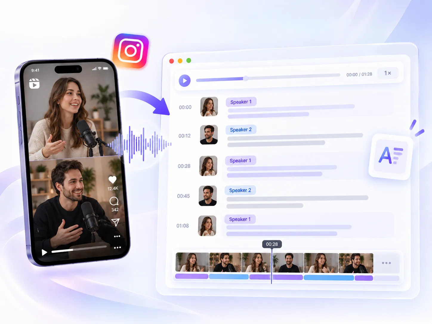 Get Speaker Labels & Timestamps in Reel Transcripts