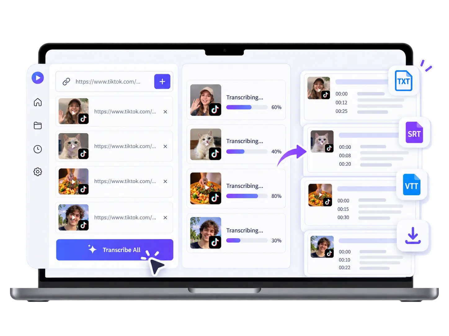 Batch Transcribe Multiple TikTok Videos